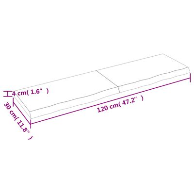 vidaXL Πάγκος Μπάνιου Σκούρο Καφέ 120x30x(2-4) εκ. Επεξεργ. Μασίφ Ξύλο