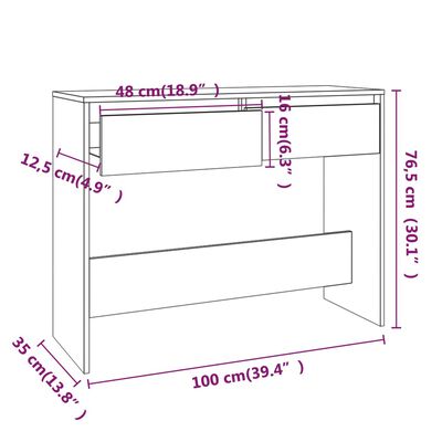 vidaXL Τραπεζάκι κονσόλα Γκρι Σκυρ. 100x35x76,5 εκ. Επεξεργασμένο Ξύλο