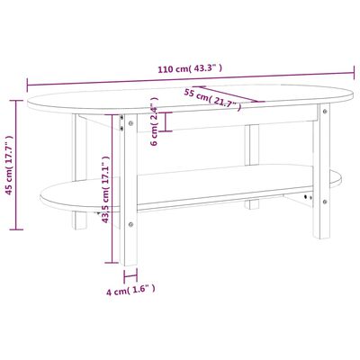 vidaXL Τραπεζάκι Σαλονιού Καφέ Μελί 110x55x45 εκ. Μασίφ Ξύλο Πεύκου