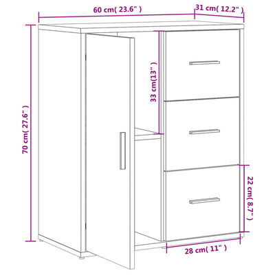 vidaXL Βοηθητικά Ντουλάπια 2 τεμ. Γκρι Sonoma 60x31x70 εκ. Επεξ. Ξύλο