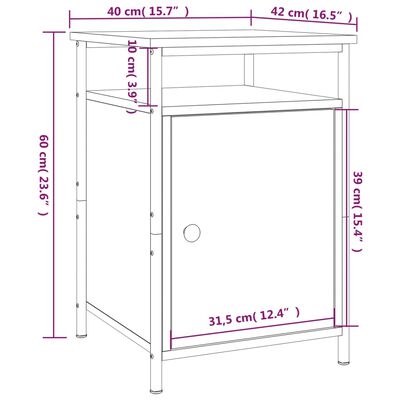 vidaXL Κομοδίνα 2 τεμ. Καπνιστή Δρυς 40x42x60 εκ. από Επεξεργ. Ξύλο