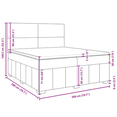 vidaXL Κρεβάτι Boxspring με Στρώμα Σκούρο Καφέ 200x200 εκ. Υφασμάτινο