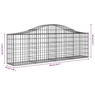 vidaXL Συρματοκιβώτια Τοξωτά 9 τεμ. 200x30x60/80 εκ. Γαλβαν. Ατσάλι