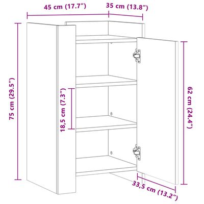 vidaXL Συρταριέρα Λευκή 45x35x75 εκ. από Επεξεργασμένο Ξύλο