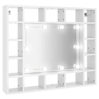 vidaXL Έπιπλο Καθρέπτη με LED Γυαλιστερό Λευκό 91x15x76,5 εκ.