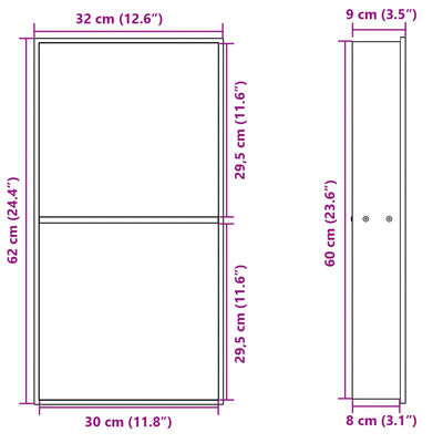 vidaXL Εσοχή Ντους Βουρστ. Ασήμι 32x62x9 εκ. Αν. Ατσάλι