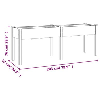 vidaXL Γλάστρα με Επένδυση 203 x 53 x 76 εκ. από Μασίφ Ξύλο Ελάτης