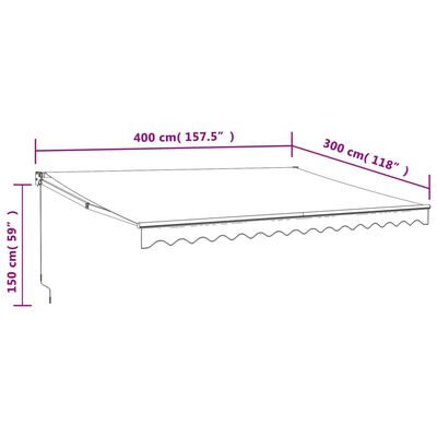 vidaXL Τέντα Πτυσσόμενη Μπλε και Λευκή 4 x 3 μ. Ύφασμα και Αλουμίνιο