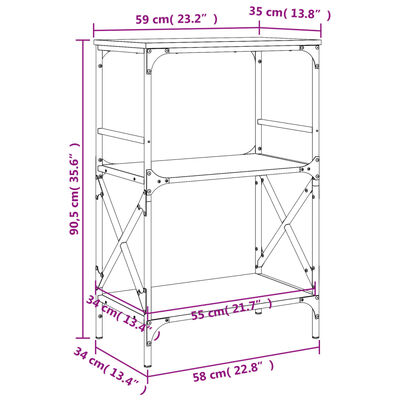 vidaXL Βιβλιοθήκη 3 Επιπέδων Μαύρη 59x35x90,5 εκ. Επεξεργασμένο Ξύλο