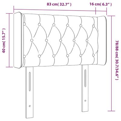 vidaXL Κεφαλάρι με Πτερύγια Σκούρο Γκρι 83x16x78/88 εκ. Βελούδινο