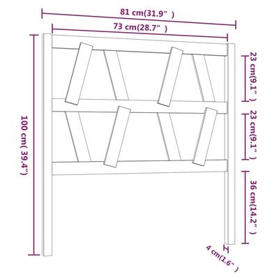 vidaXL Κεφαλάρι Κρεβατιού Μελί 81 x 4 x 100 εκ. από Μασίφ Ξύλο Πεύκου