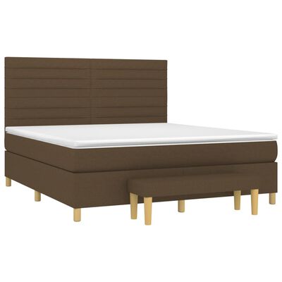 vidaXL Κρεβάτι Boxspring με Στρώμα Σκούρο Καφέ 180x200 εκ Υφασμάτινο