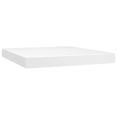 vidaXL Κρεβάτι Boxspring με Στρώμα & LED Λευκό 180x200 εκ. Συνθ. Δέρμα