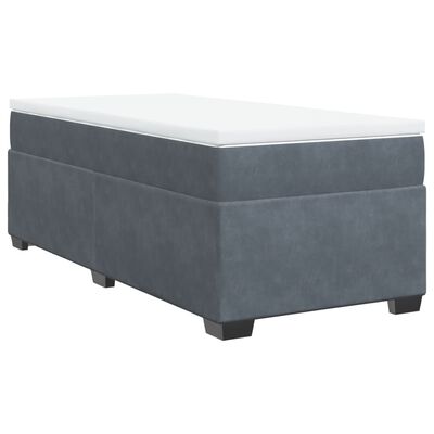 vidaXL Κρεβάτι Boxspring με Στρώμα Σκούρο Γκρι 100x200 εκ. Βελούδινο