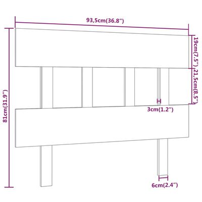 vidaXL Κεφαλάρι Κρεβατιού Μαύρο 93,5x3x81 εκ. από Μασίφ Ξύλο Πεύκου