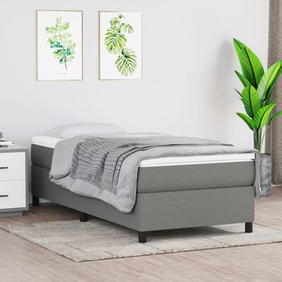 vidaXL Κρεβάτι Boxspring με Στρώμα Σκούρο Γκρι 90x200 εκ. Υφασμάτινο