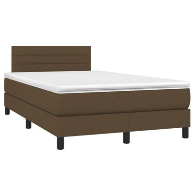 vidaXL Κρεβάτι Boxspring με Στρώμα Σκούρο Καφέ 120x200 εκ. Υφασμάτινο