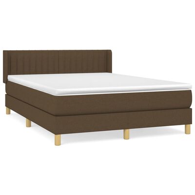 vidaXL Κρεβάτι Boxspring με Στρώμα Σκούρο Καφέ 140x200 εκ Υφασμάτινο