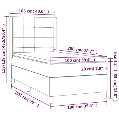 vidaXL Κρεβάτι Boxspring με Στρώμα Ροζ 100x200 εκ. Βελούδινο