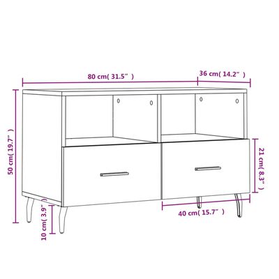 vidaXL Έπιπλο Τηλεόρασης Sonoma Δρυς 80x36x50 εκ. Επεξεργασμένο Ξύλο