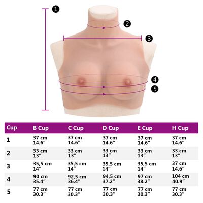 vidaXL Σιλικόνη Στήθους Φυσικό C Cup