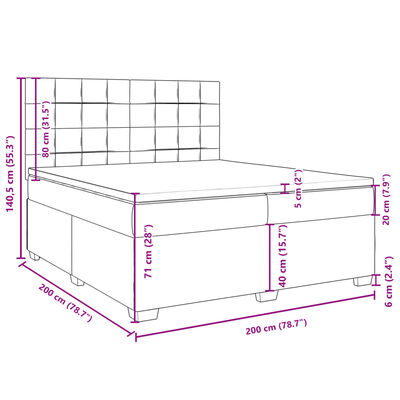 vidaXL Κρεβάτι Boxspring με Στρώμα Σκούρο Γκρι 200x200 εκ. Βελούδινο