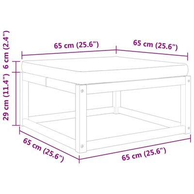 vidaXL Υποπόδιο Κήπου 65x65x29 εκ. από Μασίφ Ξύλο Ακακίας με Μαξιλάρι