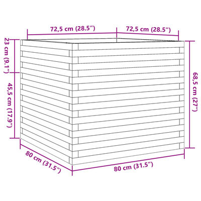 vidaXL Ζαρντινιέρα Κήπου 80x80x68,5 εκ. από Εμποτισμένο Ξύλο Πεύκου