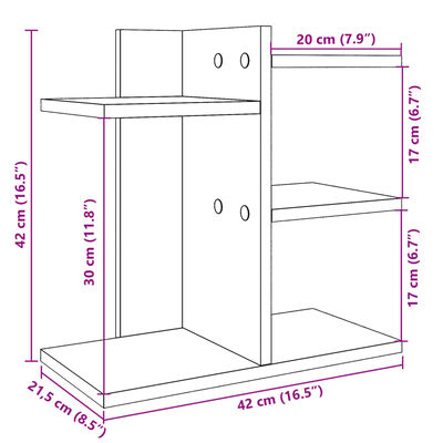 vidaXL Έπιπλο Οργάνωσης Γραφείου Γκρι Σκυρ. 42x21,5x42 εκ Επεξ. Ξύλο