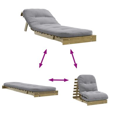 vidaXL Καναπές Κρεβάτι Futon/Στρώμα 70x206x11 Εμποτισμένο Ξύλο Πεύκου