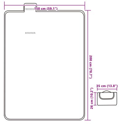 vidaXL Κουβέρτα Πικ-Νικ Πτυσσόμενη Μπλε Καρό 200x150εκ. Βελούδινη