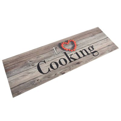 vidaXL Χαλί Κουζίνας Πλενόμενο Γκρι Επιγρ. Cooking 60x180 εκ. Βελούδο