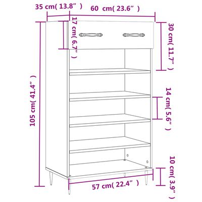 vidaXL Παπουτσοθήκη Καπνιστή Δρυς 60 x 35 x 105εκ. από Επεξεργ. Ξύλο