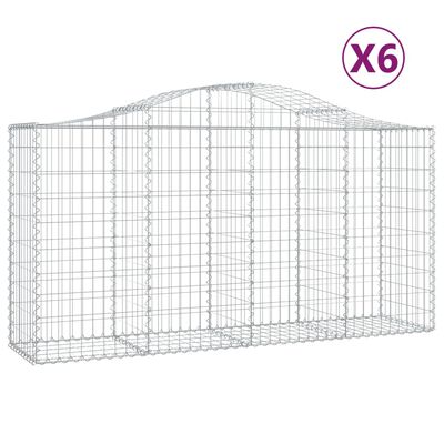 vidaXL Συρματοκιβώτια Τοξωτά 6 τεμ. 200x50x100/120 εκ. Γαλβαν. Ατσάλι