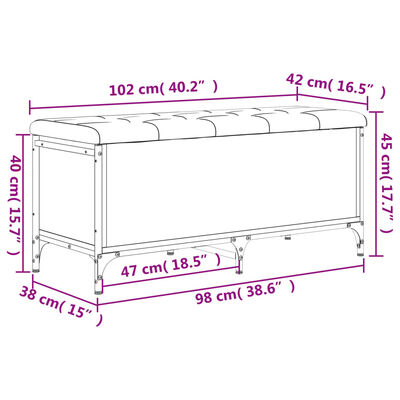 vidaXL Παγκάκι Αποθήκευσης Sonoma Δρυς 102x42x45 εκ. Επεξ. Ξύλο