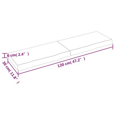 vidaXL Πάγκος Μπάνιου 120x30x(2-6) εκ. από Ακατέργαστο Μασίφ Ξύλο