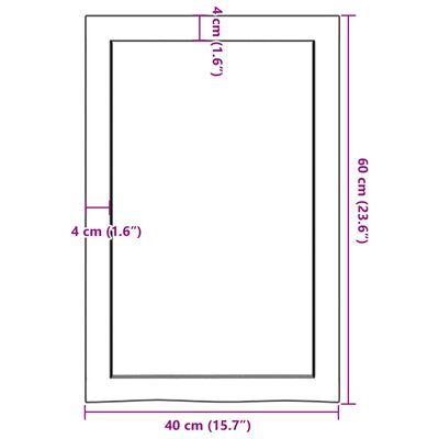 vidaXL Πάγκος Μπάνιου 40 x 60 x (2-4) εκ. από Ακατέργαστο Μασίφ Ξύλο