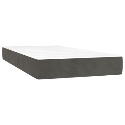 vidaXL Κρεβάτι Boxspring με Στρώμα Σκούρο Γκρι 90x200 εκ. Βελούδινο