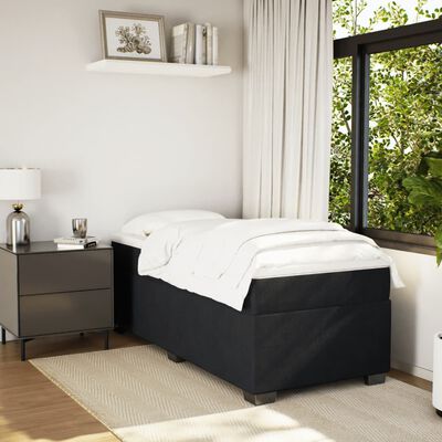 vidaXL Κρεβάτι Boxspring με Στρώμα Μαύρο 80 x 200 εκ. Βελούδινο