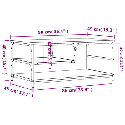 vidaXL Τραπεζάκι Σαλονιού Γκρι Sonoma 90 x 49 x 40 εκ. Επεξεργ. Ξύλο