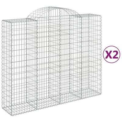 vidaXL Συρματοκιβώτια Τοξωτά 2 τεμ. 200x50x160/180 εκ. Γαλβαν. Ατσάλι