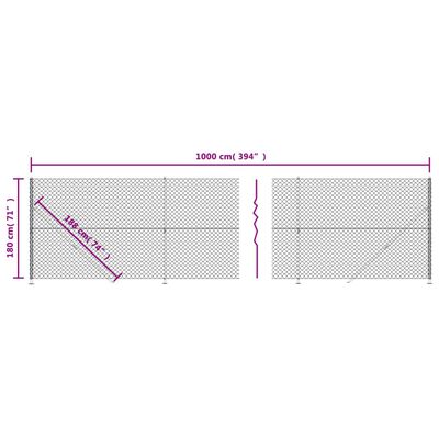 vidaXL Συρματόπλεγμα Περίφραξης Ασημί 1,8 x 10 μ. με Βάσεις Φλάντζα
