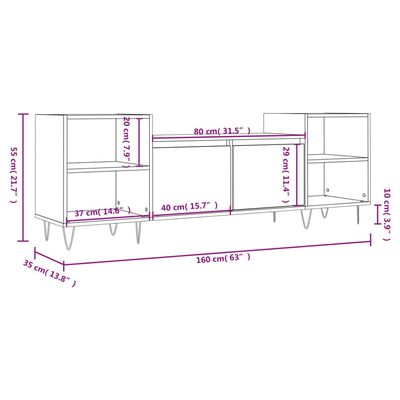 vidaXL Έπιπλο Τηλεόρασης Γκρι Sonoma 160x35x55 εκ. από Επεξεργ. Ξύλο