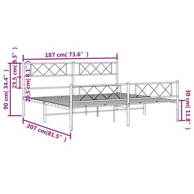 vidaXL Πλαίσιο Κρεβατιού με Κεφαλάρι&Ποδαρικό Λευκό 180x200εκ. Μέταλλο