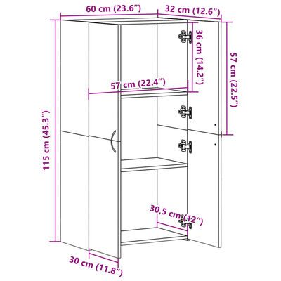 vidaXL Αρχειοθήκη Γκρι Σκυρ. 60x32x115 εκ. Επεξεργασμένο Ξύλο