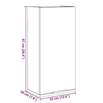 vidaXL Ντουλάπι Μπάνιου Επιτοίχιο Sonoma Δρυς 32 x 20 x 67 εκ.