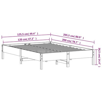 vidaXL Σκελετός Κρεβ. Χωρίς Στρώμα Λευκό 120x200 εκ Μασίφ Πεύκο