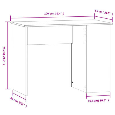 vidaXL Γραφείο Γκρι Sonoma 100x55x75 εκ. από Επεξεργασμένο Ξύλο