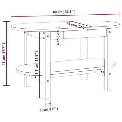 vidaXL Τραπεζάκι Σαλονιού Μαύρο 80x45x45 εκ. από Μασίφ Ξύλο Πεύκου