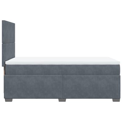 vidaXL Κρεβάτι Boxspring με Στρώμα Σκούρο Γκρι 90x190 εκ. Βελούδινο